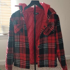 Fashion Nova Red and Black Plaid Kids Jacket